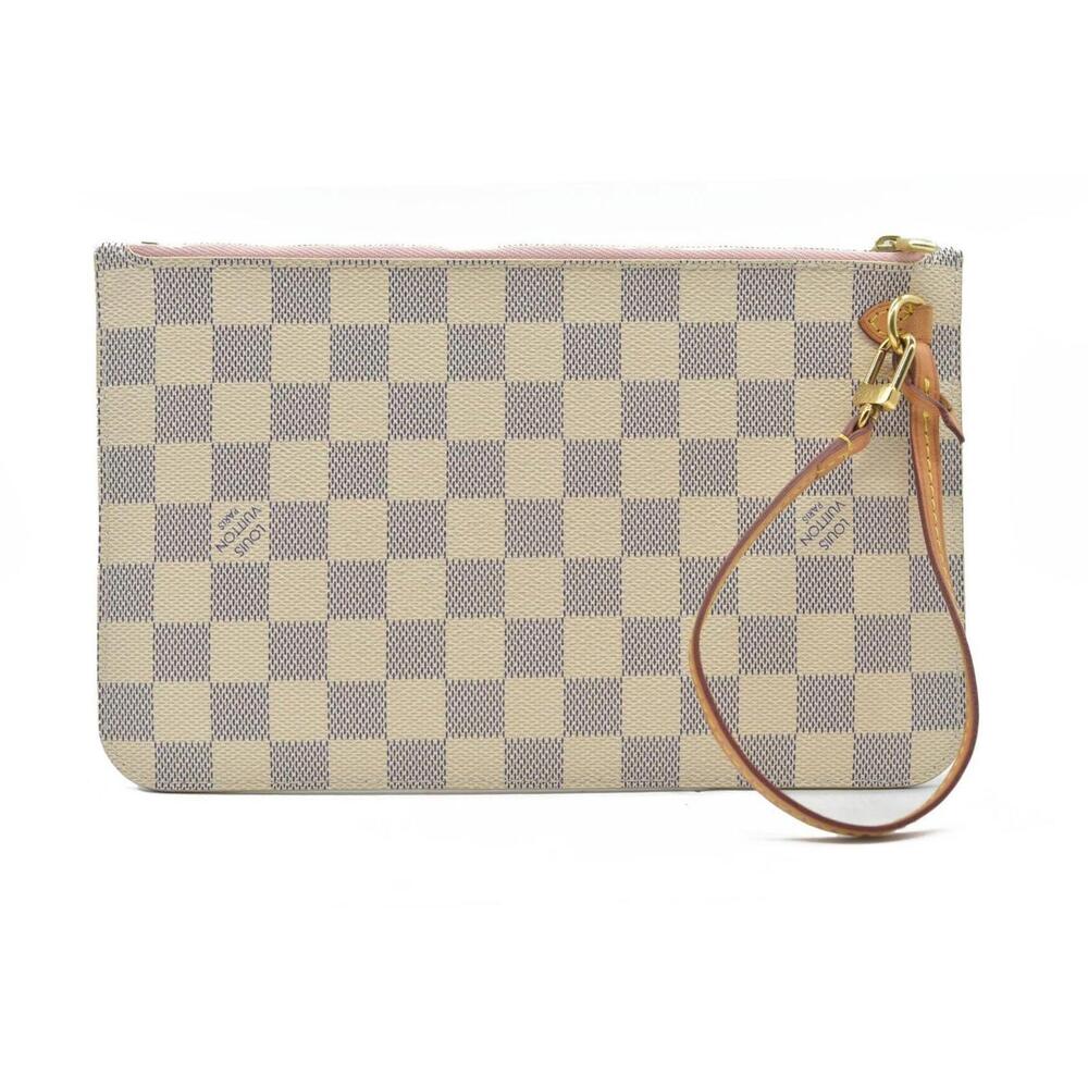 Louis Vuitton Damier Azur Wristlet Clutch in Cream and Gray - Picture 7 of 15